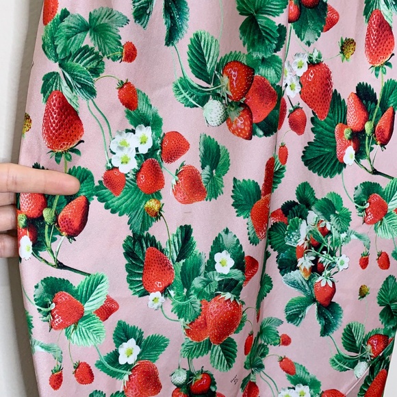 Fleur Du Mal Strawberry Print Slip Dress (Sz XS) Silk V-Neck Open Back Midi - Picture 8 of 16